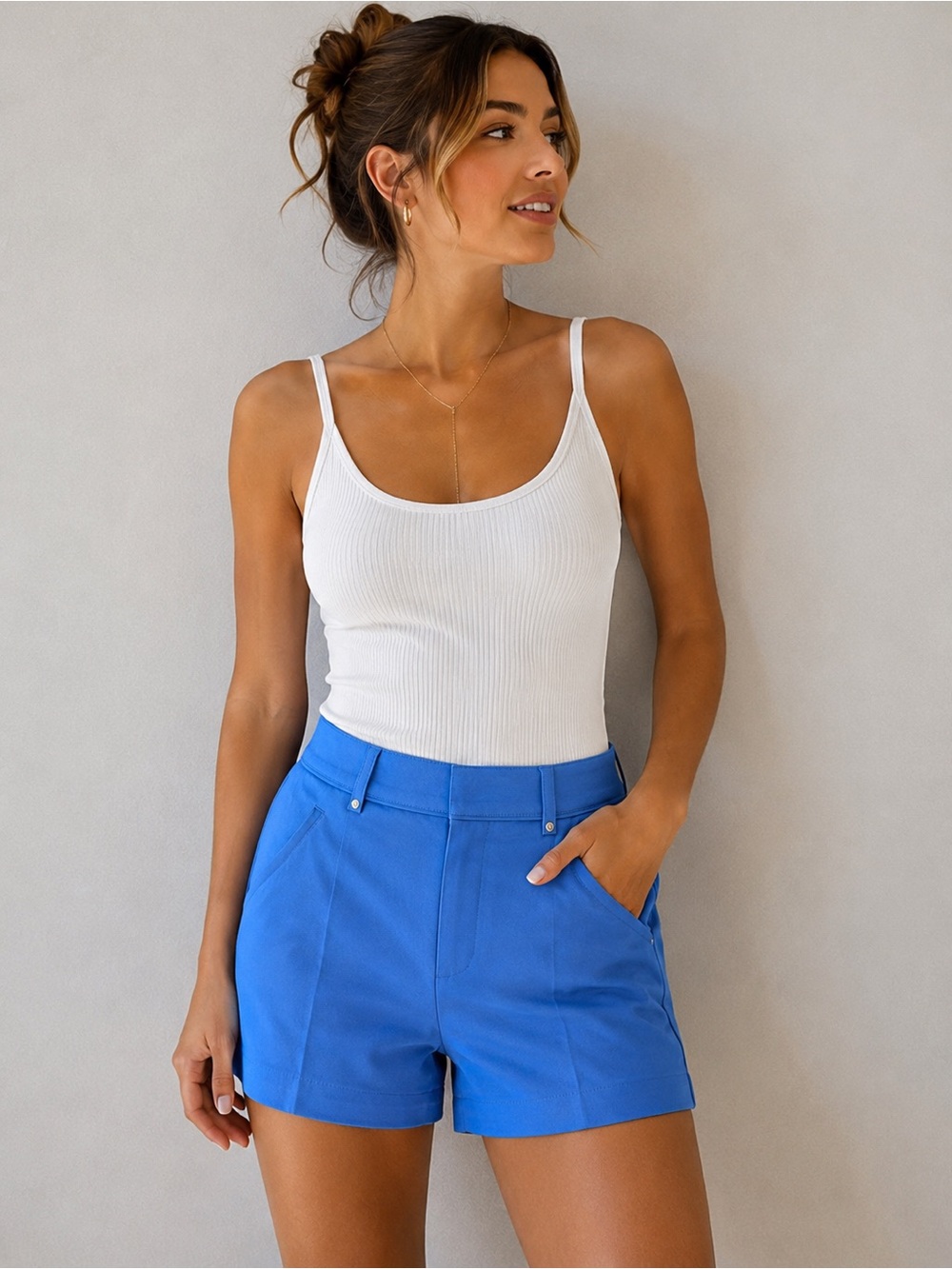 Lady Hagen Cobalt Blue High-Rise Bermuda Shorts